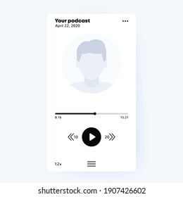 Podcast app, mobile ui, minimal design, vector