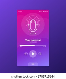 Podcast App, Mobile Ui Vector Design