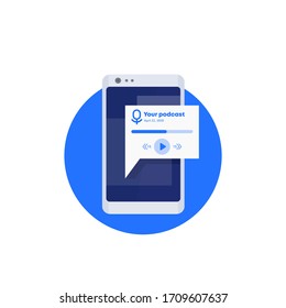 Podcast-App auf dem Symbol Vektorillustration
