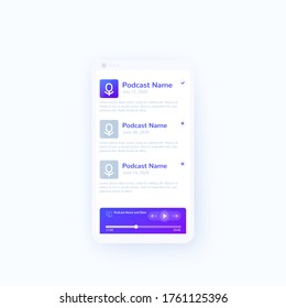 aplicación podcast y reproductor de diseño de ui móvil