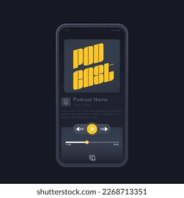 aplicación y reproductor de podcast, diseño de ui móvil, interfaz con paro telefónico