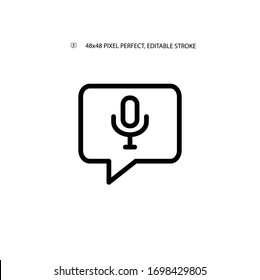 Podcast, Audio Chat Simple Line Icon Vector Illustration. Editable Stroke. 48x48 Pixel Perfect.