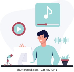 Conceptos de creador de contenido de audio para podcast 
