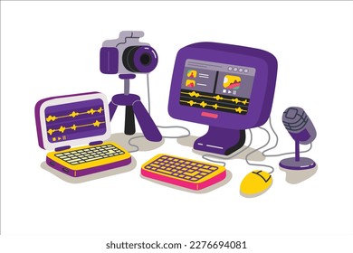 Podcast Audio Equipment Vector Illustration