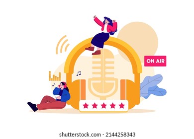 Podcast Audio Illustration concept. Flat illustration isolated on white background