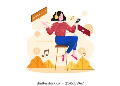 Podcast Audio Illustration concept. Flat illustration isolated on white background