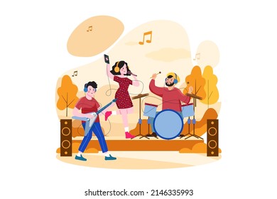 Concepto de ilustración de audio podcast. Ilustración plana aislada en fondo blanco