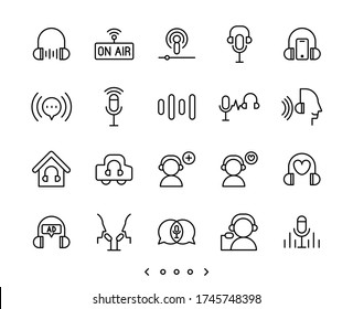 Podcast And Audio Line Icon Set Vector