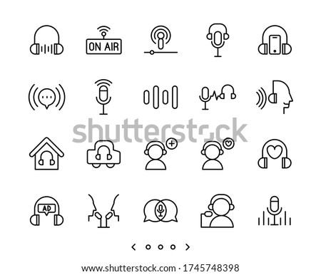 Podcast and Audio line icon set vector