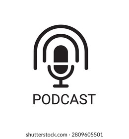 Podcast audio microphone broadcasting icon with talk show microphone broadcasting recording communication streaming monologue interview acoustic transmission