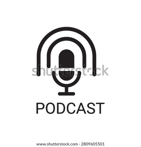 Podcast audio microphone broadcasting icon with talk show microphone broadcasting recording communication streaming monologue interview acoustic transmission