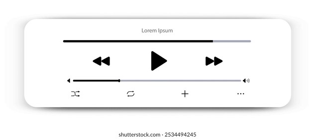 Modelo de barra de reprodutor de áudio podcast