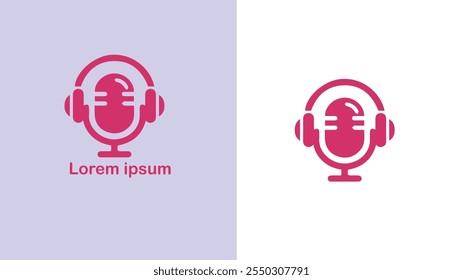 Podcast Audio show Difusão digital Webcast ilustração de design de logotipo exclusivo