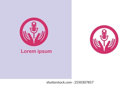 Podcast Audio show Digital broadcast Webcast unique logo design illustration