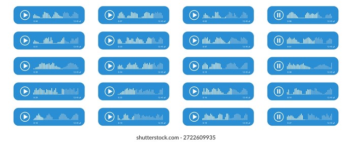 Ondas de audio de podcast o mensaje de voz. Patrón de forma de onda para reproductor de música, podcasts, mensaje de voz móvil, transmisión