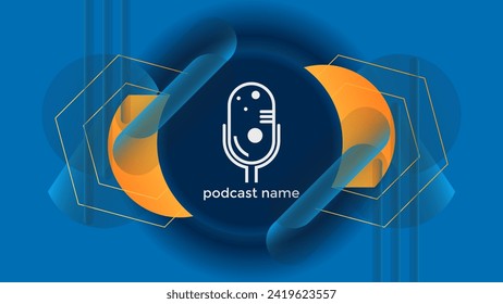 PODCAST BACKGROUND COLORFUL WITH GEOMETRIC SHAPES GRADIENT BLUE ORANGE COLOR SIMPLE TEMPLATE DESIGN VECTOR. GOOD FOR COVER DESIGN, BANNER, WEB,SOCIAL MEDIA