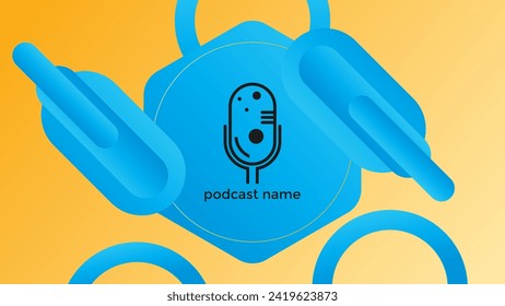 PODCAST BACKGROUND COLORFUL WITH GEOMETRIC SHAPES GRADIENT BLUE ORANGE COLOR SIMPLE TEMPLATE DESIGN VECTOR. GOOD FOR COVER DESIGN, BANNER, WEB,SOCIAL MEDIA