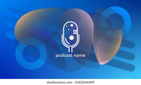 PODCAST BACKGROUND COLORFUL WITH GEOMETRIC SHAPES GRADIENT BLUE COLOR SIMPLE TEMPLATE DESIGN VECTOR. GOOD FOR COVER DESIGN, BANNER, WEB,SOCIAL MEDIA