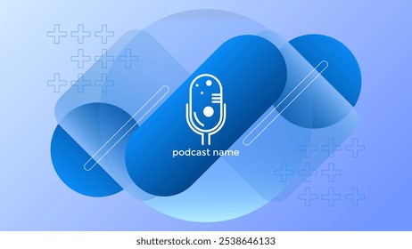PODCAST BACKGROUND COLORFUL WITH GEOMETRIC SHAPES GRADIENT BLUE COLOR SIMPLE TEMPLATE DESIGN VECTOR. GOOD FOR COVER DESIGN, BANNER, WEB,SOCIAL MEDIA