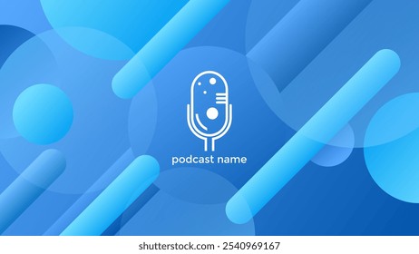 FONDO DE PODCAST COLORIDO CON FORMAS GEOMÉTRICAS COLOR AZUL DEGRADADO VECTOR DE DISEÑO DE PLANTILLA SIMPLE. BUENO PARA EL DISEÑO DE PORTADAS, ANUNCIO, WEB, REDES SOCIALES