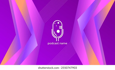 PODCAST BACKGROUND COLORFUL WITH GEOMETRIC SHAPES GRADIENT PURPLE PINK COLOR SIMPLE TEMPLATE DESIGN VECTOR. GOOD FOR COVER DESIGN, BANNER, WEB,SOCIAL MEDIA