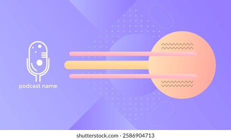 PODCAST BACKGROUND COLORFUL WITH GEOMETRIC SHAPES GRADIENT PURPLE ORANGE COLOR SIMPLE TEMPLATE DESIGN VECTOR. GOOD FOR COVER DESIGN, BANNER, WEB,SOCIAL MEDIA