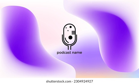 PODCAST BACKGROUND COLORIDO COLORIDO COLOR DE MESH GRADIENTE CON VECTOR DE DISEÑO DE LÍNEAS DE DOODLE. BUENO PARA EL DISEÑO DE CUBIERTA, BANNER, WEB, MEDIOS SOCIALES