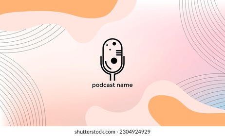 PODCAST BACKGROUND COLORFUL GRADIENT MESH COLOR WITH DOODLE LINES DESIGN VECTOR. GOOD FOR COVER DESIGN, BANNER, WEB,SOCIAL MEDIA