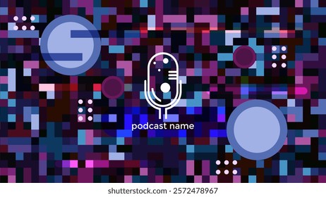 PODCAST BACKGROUND COLORFUL WITH MOSAIC GRID GEOMETRIC TEMPLATE BUSINESS DESIGN VECTOR. GOOD FOR COVER DESIGN, BANNER, WEB,SOCIAL MEDIA