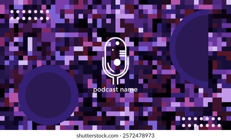 PODCAST BACKGROUND COLORFUL WITH MOSAIC GRID GEOMETRIC TEMPLATE BUSINESS DESIGN VECTOR. GOOD FOR COVER DESIGN, BANNER, WEB,SOCIAL MEDIA