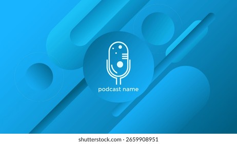 FONDO DE PODCAST CON FORMAS GEOMÉTRICAS DIAGONALES COLOR AZUL DEGRADADO VECTOR DE DISEÑO DE PLANTILLA SIMPLE. BUENO PARA EL DISEÑO DE PORTADAS, ANUNCIO, WEB, REDES SOCIALES
