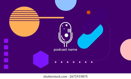 PLANO DE FUNDO DO PODCAST COM FORMAS GEOMÉTRICAS DIAGONAIS VETOR DE DESIGN DE MODELO SIMPLES DE COR PLANA ROXA. BOM PARA DESIGN DE CAPA, BANNER, WEB, MÍDIA SOCIAL