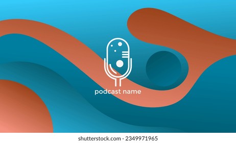 PODCAST BACKGROUND WITH GRADIENT BLUE BROWN COLOR SIMPLE TEMPLATE DESIGN VECTOR. GOOD FOR COVER DESIGN, BANNER, WEB,SOCIAL MEDIA