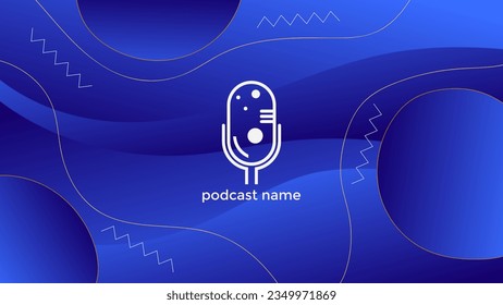 PODCAST BACKGROUND CON EL VECTOR DE DISEÑO DE PLANTILLAS SIMPLE DE COLOR AZUL GRADIENTE. BUENO PARA EL DISEÑO DE CUBIERTA, BANNER, WEB, MEDIOS SOCIALES