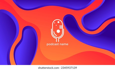 PODCAST BACKGROUND WITH GRADIENT BLUE ORANGE COLOR SIMPLE TEMPLATE DESIGN VECTOR. GOOD FOR COVER DESIGN, BANNER, WEB,SOCIAL MEDIA