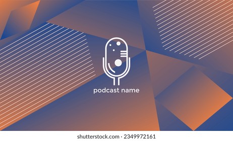 PODCAST BACKGROUND WITH GRADIENT BLUE ORANGE COLOR SIMPLE TEMPLATE DESIGN VECTOR. GOOD FOR COVER DESIGN, BANNER, WEB,SOCIAL MEDIA