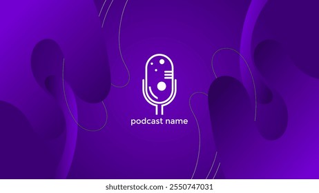 PODCAST BACKGROUND WITH HAND DRAWN SHAPES GRADIENT PURPLE COLOR SIMPLE TEMPLATE DESIGN VECTOR. GOOD FOR COVER DESIGN, BANNER, WEB,SOCIAL MEDIA