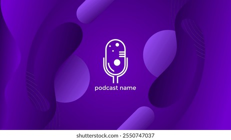 PODCAST BACKGROUND WITH HAND DRAWN SHAPES GRADIENT PURPLE COLOR SIMPLE TEMPLATE DESIGN VECTOR. GOOD FOR COVER DESIGN, BANNER, WEB,SOCIAL MEDIA