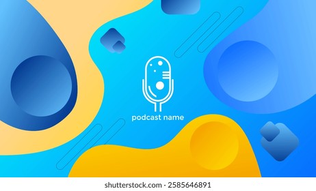PODCAST BACKGROUND WITH ORGANIC HAND DRAWN SHAPES GRADIENT BLUE ORANGE COLOR SIMPLE TEMPLATE DESIGN VECTOR. GOOD FOR COVER DESIGN, BANNER, WEB,SOCIAL MEDIA