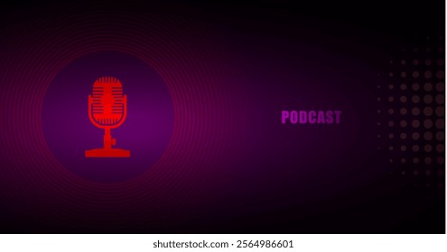 podcast background with retro microphone