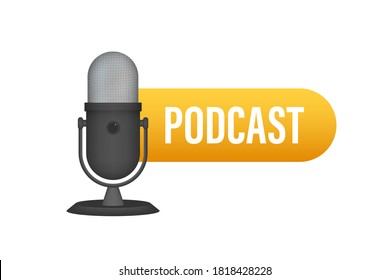 Podcast. Badge, icon, stamp, logo. Vector illustration.