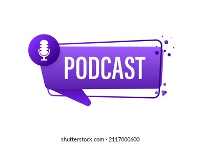 Podcast banner. Badge, icon stamp logo Vector stock illustration