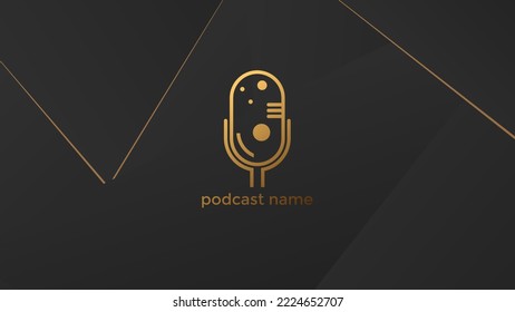 PODCAST BLACK BACKGROUND COLORFUL GOLD GRADIENT DESIGN VECTOR. GOOD FOR COVER DESIGN, BANNER, WEB,SOCIAL MEDIA