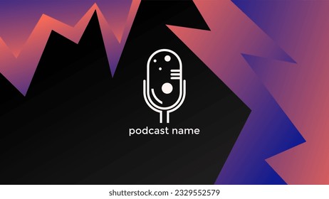 PODCAST BLACK BACKGROUND WITH GRADIENT COLOR SIMPLE TEMPLATE DESIGN VECTOR. GOOD FOR COVER DESIGN, BANNER, WEB,SOCIAL MEDIA