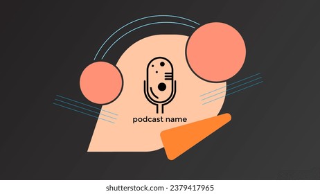PODCAST BLACK COLOR BACKGROUND COLORFUL WITH GEOMETRIC SHAPE PASTEL COLOR SIMPLE TEMPLATE DESIGN VECTOR. GOOD FOR COVER DESIGN, BANNER, WEB,SOCIAL MEDIA