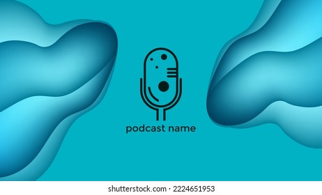 PODCAST BLUE BACKGROUND COLORFUL GRADIENT DESIGN VECTOR. GOOD FOR COVER DESIGN, BANNER, WEB,SOCIAL MEDIA