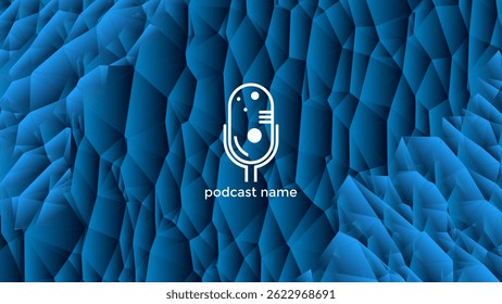 PODCAST BLUE BACKGROUND COLORFUL WITH POLY SHAPES GRADIENT BLUE COLOR SIMPLE TEMPLATE DESIGN VECTOR. GOOD FOR COVER DESIGN, BANNER, WEB,SOCIAL MEDIA