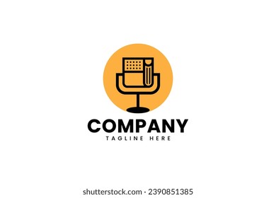 podcast with book element modern logo design for podcast and broadcast company