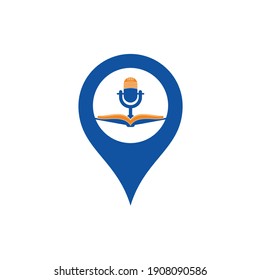 Podcast book gps shape vector logo design. Education podcast logo concept.
