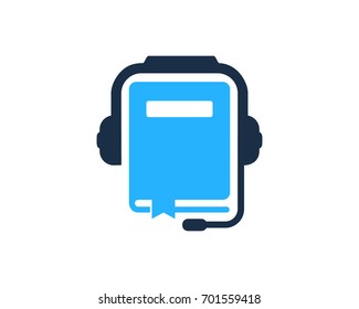 Podcast Book Icon Logo Design Element